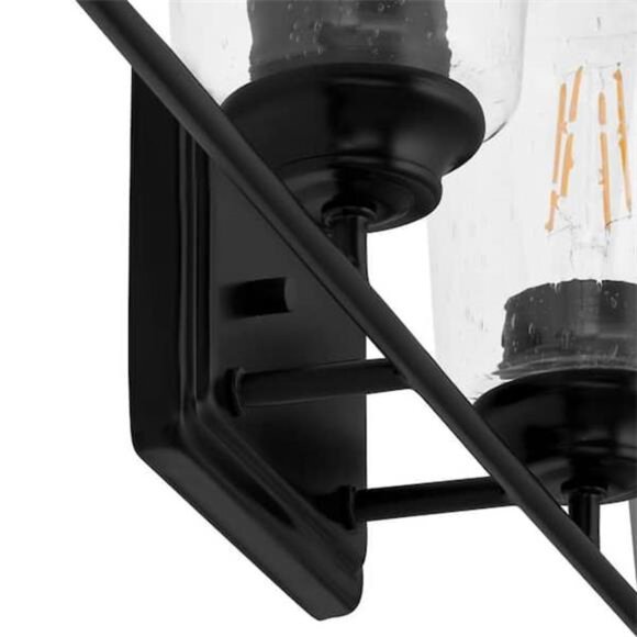 Evangeline 4-Light Matt Black Farmhouse Bathroom Vanity Light Clear Seeded Glass - Picture 6 of 6